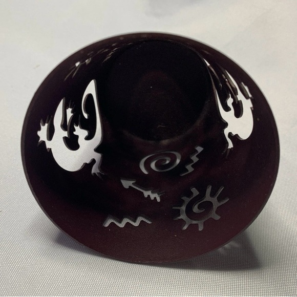 PartyLite Decorative Metal Candle Holders Green and Maroon (2) Kokopelli Gecko - Picture 6 of 7